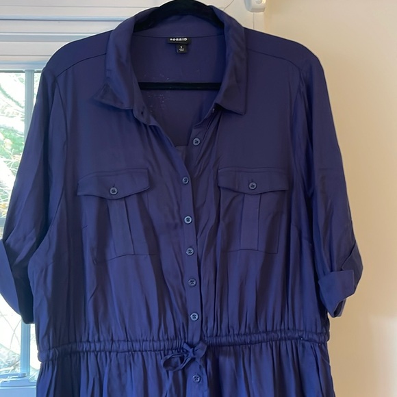 torrid Pants - Torrid Navy Button Front Romper Pantsuit 2X 18-20